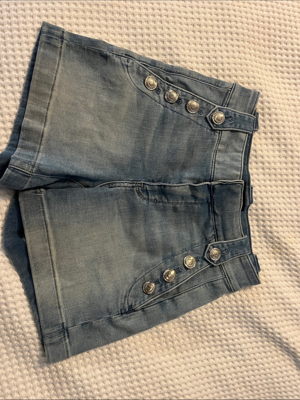 White House Black Market Light Blue Button-Front Denim Shorts